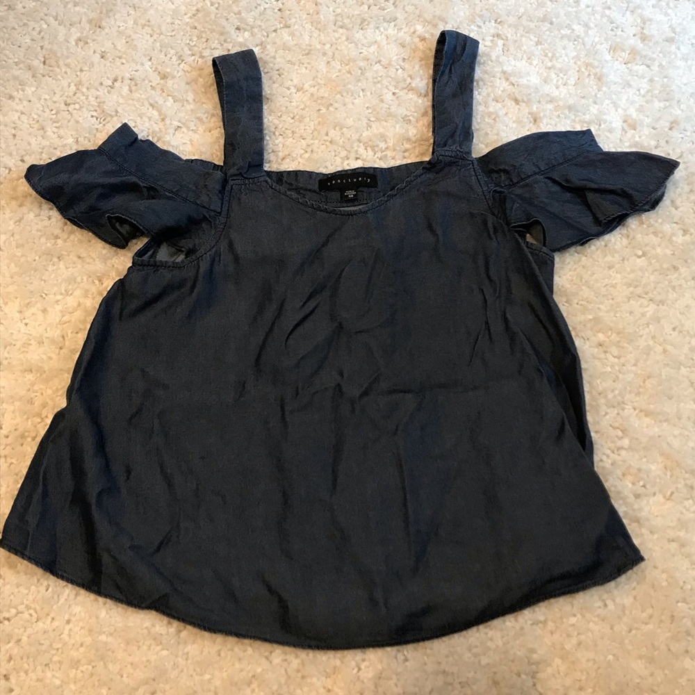 Sanctuary Chambray Shoulder Top